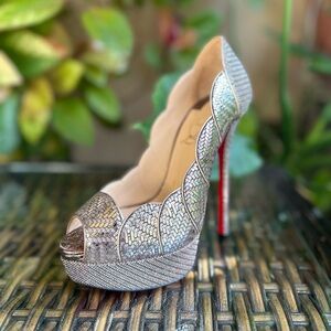 Christian Louboutin Silver and Red Heels
